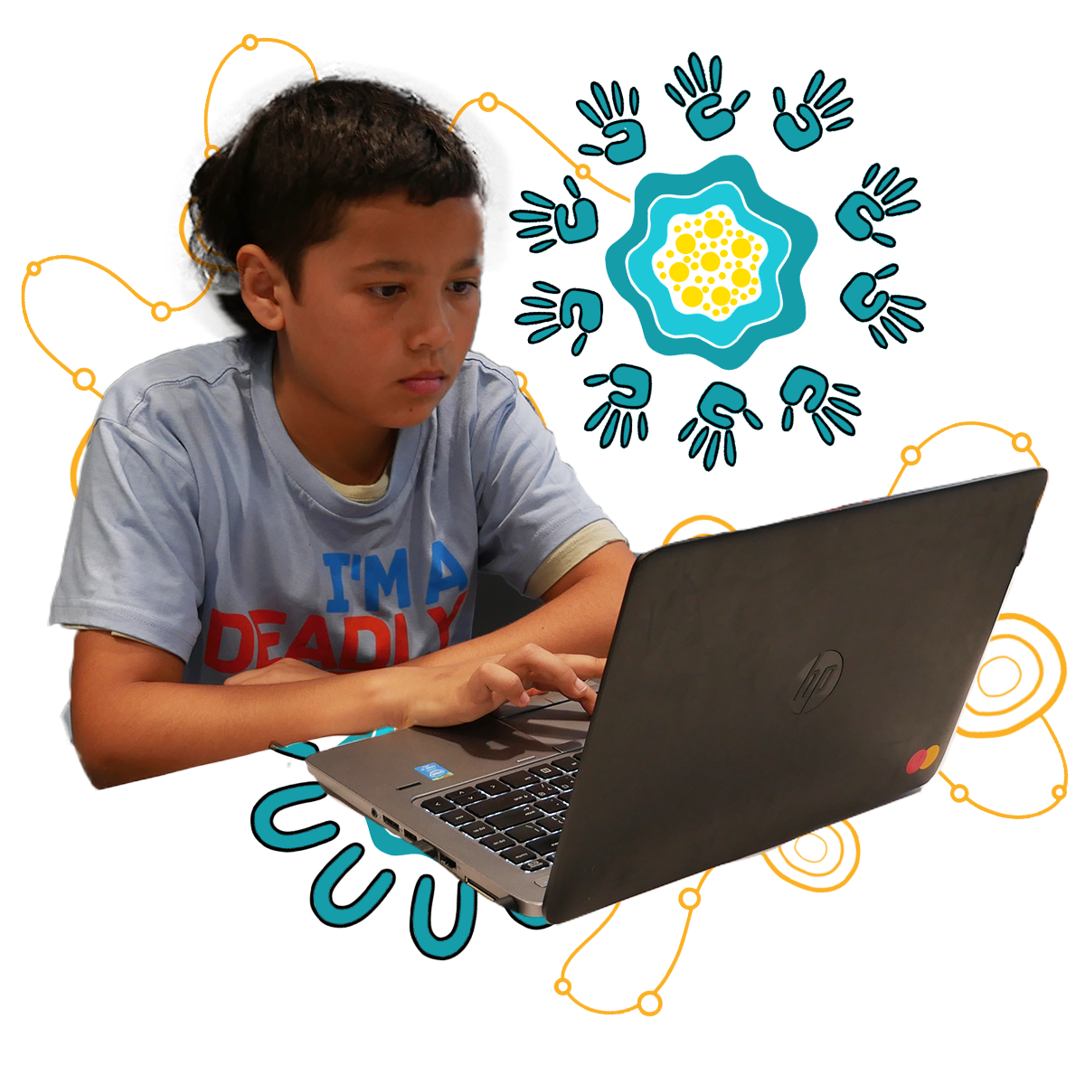 A young indigenous student codes on a computer